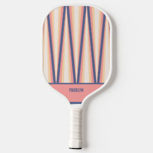 Pink& Purple Chevron Pattern Custom Name Pickleball Paddle