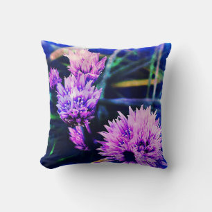 Pink-Purple Chive Flower Throw Pillow