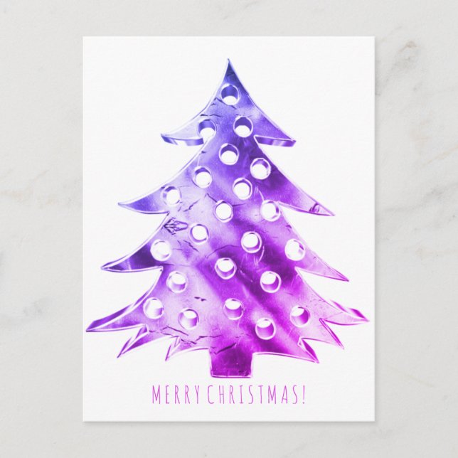 Pink Purple Christmas Tree Modern Elegant Postcard (Front)