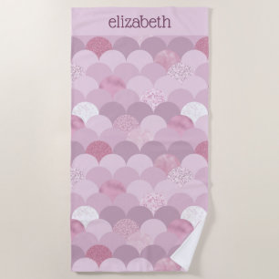 Pink purple circle texture beach towel