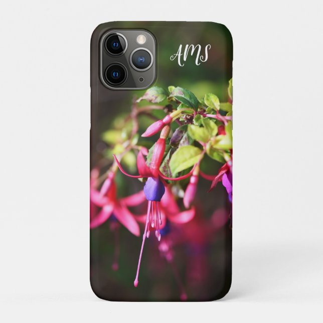 Pink Purple Colorful Fuchsia Flower Initials Case-Mate iPhone Case (Back)