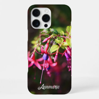 Pink Purple Colorful Fuchsia Flower Initials iPhone 16 Pro Max Case