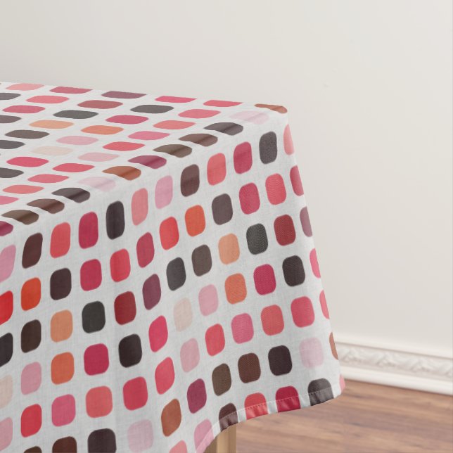 Pink Purple Coral Red Round Squares Art Pattern Tablecloth (In Situ)