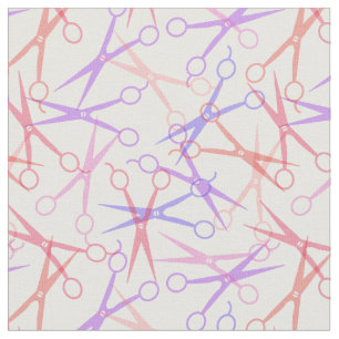 Pink Purple Coral Scissor Pattern Fabric