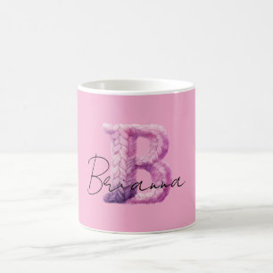 Pink Purple Cozy B Name Coffee Mug