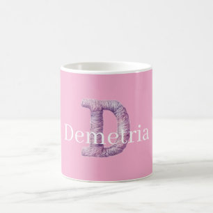 Pink Purple Cozy D Printed Name  Coffee Mug