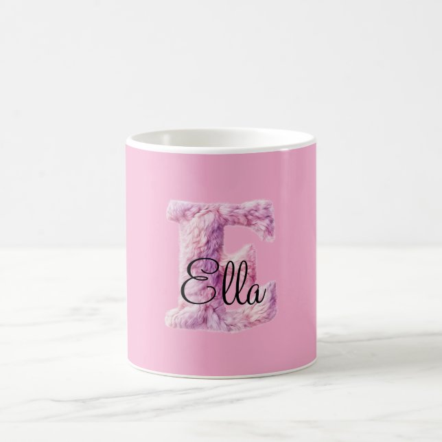 Pink Purple Cozy E Name  Coffee Mug (Center)
