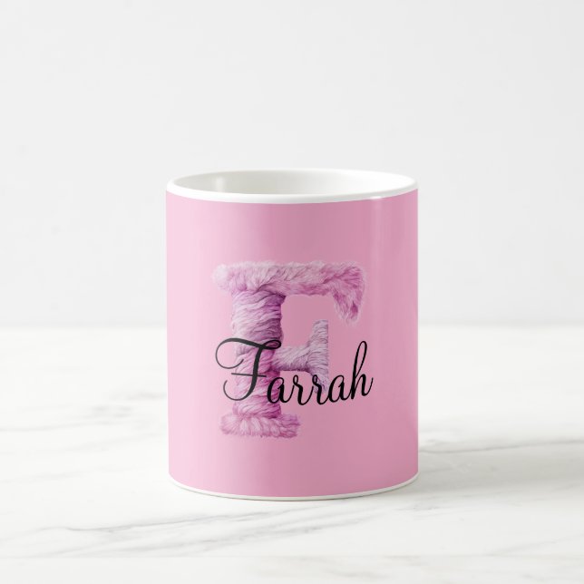 Pink Purple Cozy F Name  Coffee Mug (Center)