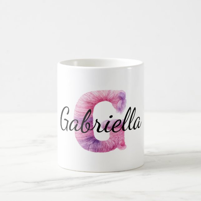Pink Purple Cozy G Name  Coffee Mug (Center)