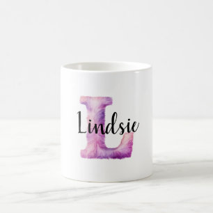 Pink Purple Cozy Letter L Name  Coffee Mug