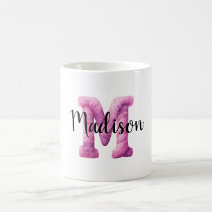 Pink Purple Cozy Letter M Name  Coffee Mug