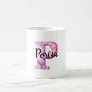 Pink Purple Cozy Letter P Name  Coffee Mug