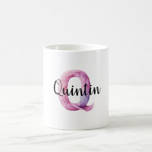 Pink Purple Cozy Letter Q Name  Coffee Mug