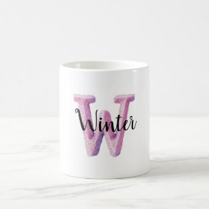 Pink Purple Cozy Letter W Name  Coffee Mug