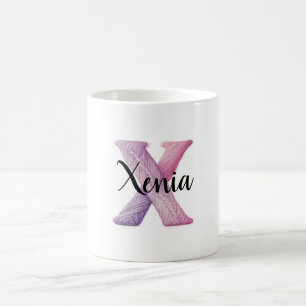 Pink Purple Cozy Letter X Name Coffee Mug