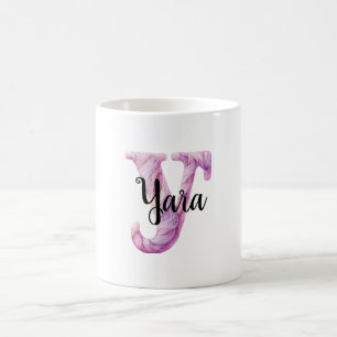 Pink Purple Cozy Letter Y Name Coffee Mug