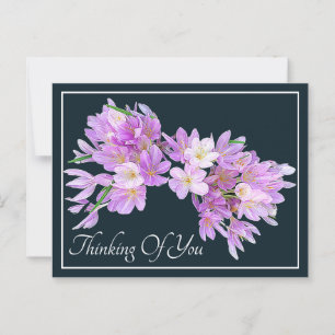 Pink/Purple Crocus Grey Backdrop Thinking Of You Postcard