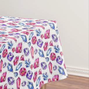 Pink Purple Crystal Gem Pattern Tablecloth