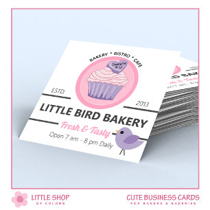 Pink Purple Cupcake Bakery Square Business Card