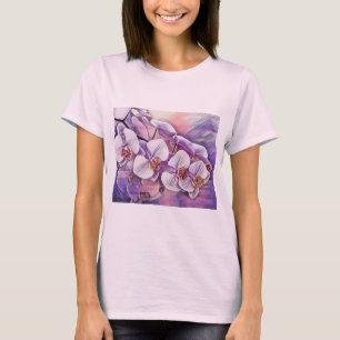 Pink purple cute orchid flowers drawing T-Shirt