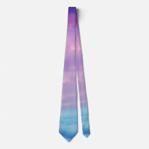 pink purple cyan blue sky ocean watercolor tie