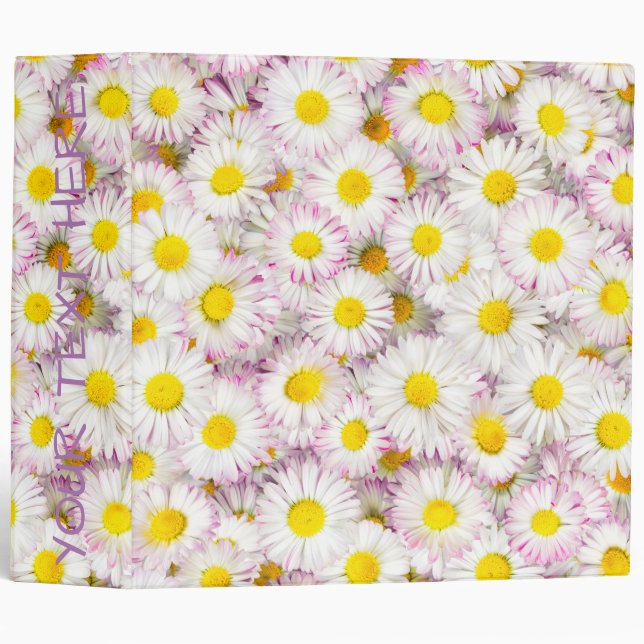Pink Purple Daisy Flower Pattern Binder (Front/Spine)