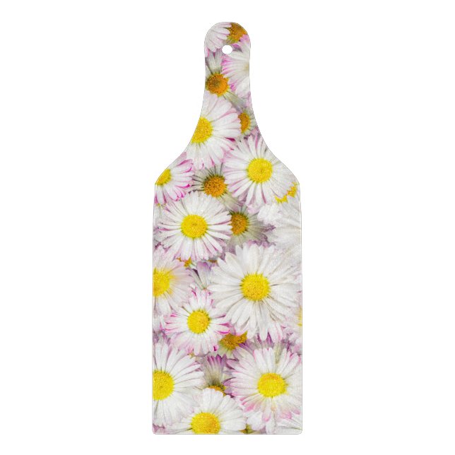 Pink Purple Daisy Flower Pattern Cutting Board (Front)