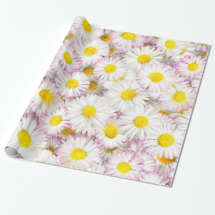 Pink Purple Daisy Flower Pattern Wrapping Paper