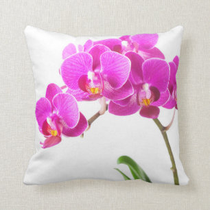 Pink Purple Dendrobium Orchid Tropical Flower Throw Pillow