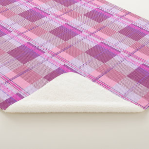 Pink Purple Diagonal Plaid Blanket