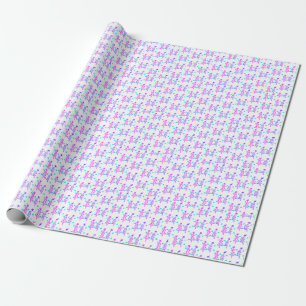 Pink Purple doodle christmas tree stars holiday pa Wrapping Paper