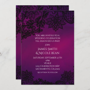 Pink & Purple Elegant Lace Wedding Invitation