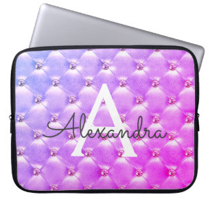 Pink - Purple Elegant Vintage Monogram Laptop Sleeve