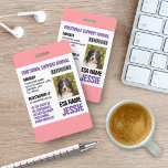 Pink Purple Emotional Support Animal Photo ID Badge