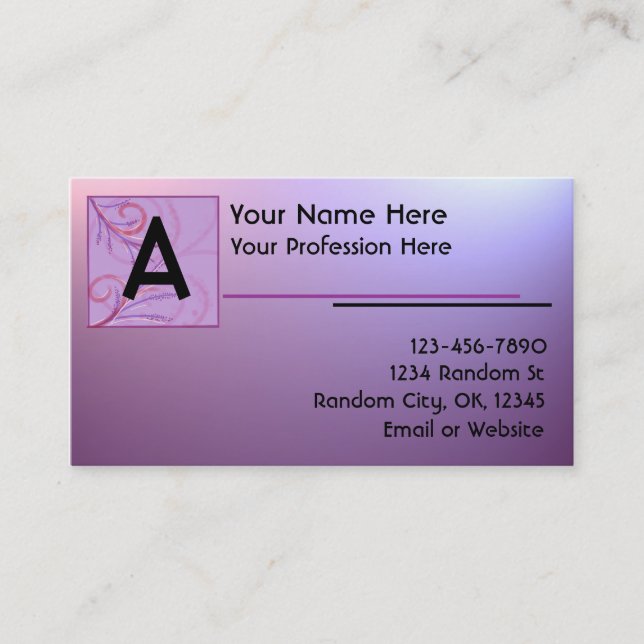 Pink purple fade customizable business cards (Front)