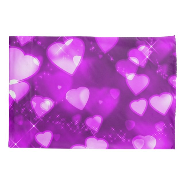 Pink & Purple Faerie Sparkle Hearts Airbrush Art Pillowcase (Back)
