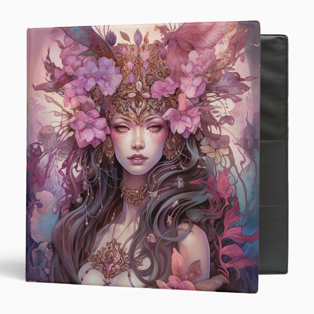 Pink Purple Fairy Queen Fantasy Art Binder (Front/Inside)