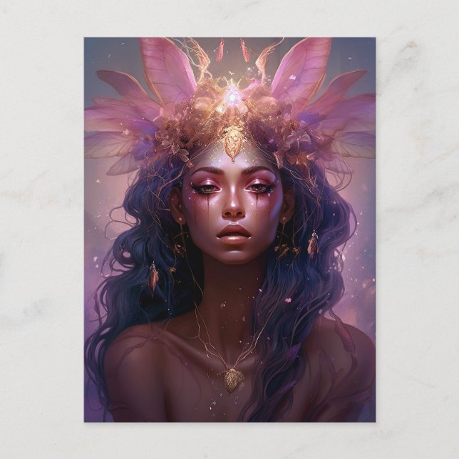Pink Purple Fairy Queen Fantasy Art Postcard (Front)