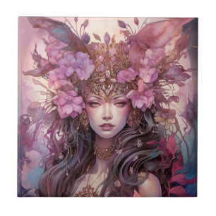Pink Purple Fairy Queen Fantasy Art Tile