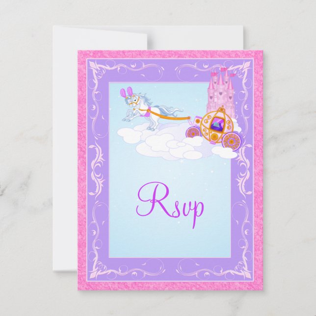 Pink, Purple Fantasy Fairy Tale Wedding Reply Card (Front)