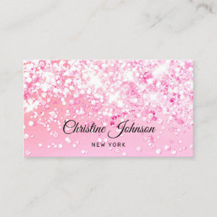 pink purple faux chunky glitter business card