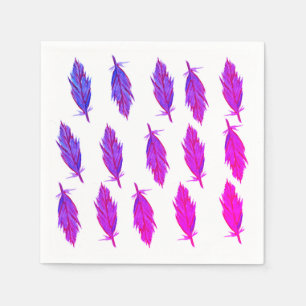 Pink Purple  Feathers   Napkins
