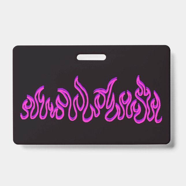 Pink Purple Fire Flames Blaze Outline Badge (Front)