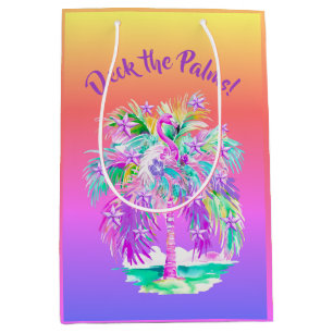 Pink Purple Flamingo Tropical Island Personalized Medium Gift Bag