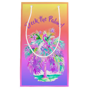 Pink Purple Flamingo Tropical Island Personalized Small Gift Bag
