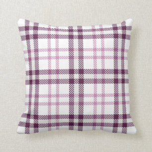 Pink Purple Flannel Plaid Throw Pillow