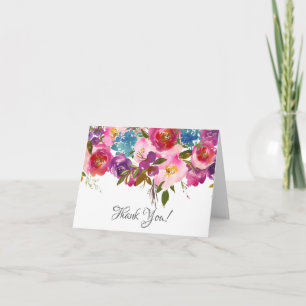 Pink & Purple Floral Bridal Shower Thank You Card