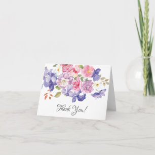 Pink & Purple Floral Bridal Shower Thank You Card