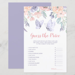 Pink Purple Floral Butterfly Guess the Price Game