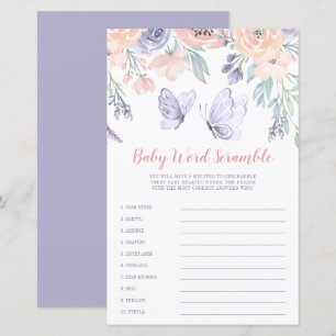 Pink Purple Floral Butterfly Word Scramble Game